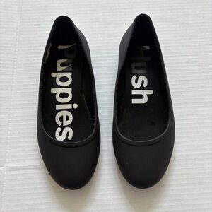 Hush puppies moisture wicking black rubber flats size 7